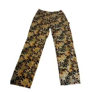 Students Mens Camo Carpenter Pants Multi Color Cotton Utility Workwear Size 34